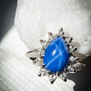 14K Diamond and Lindy Star Sapphire Ring